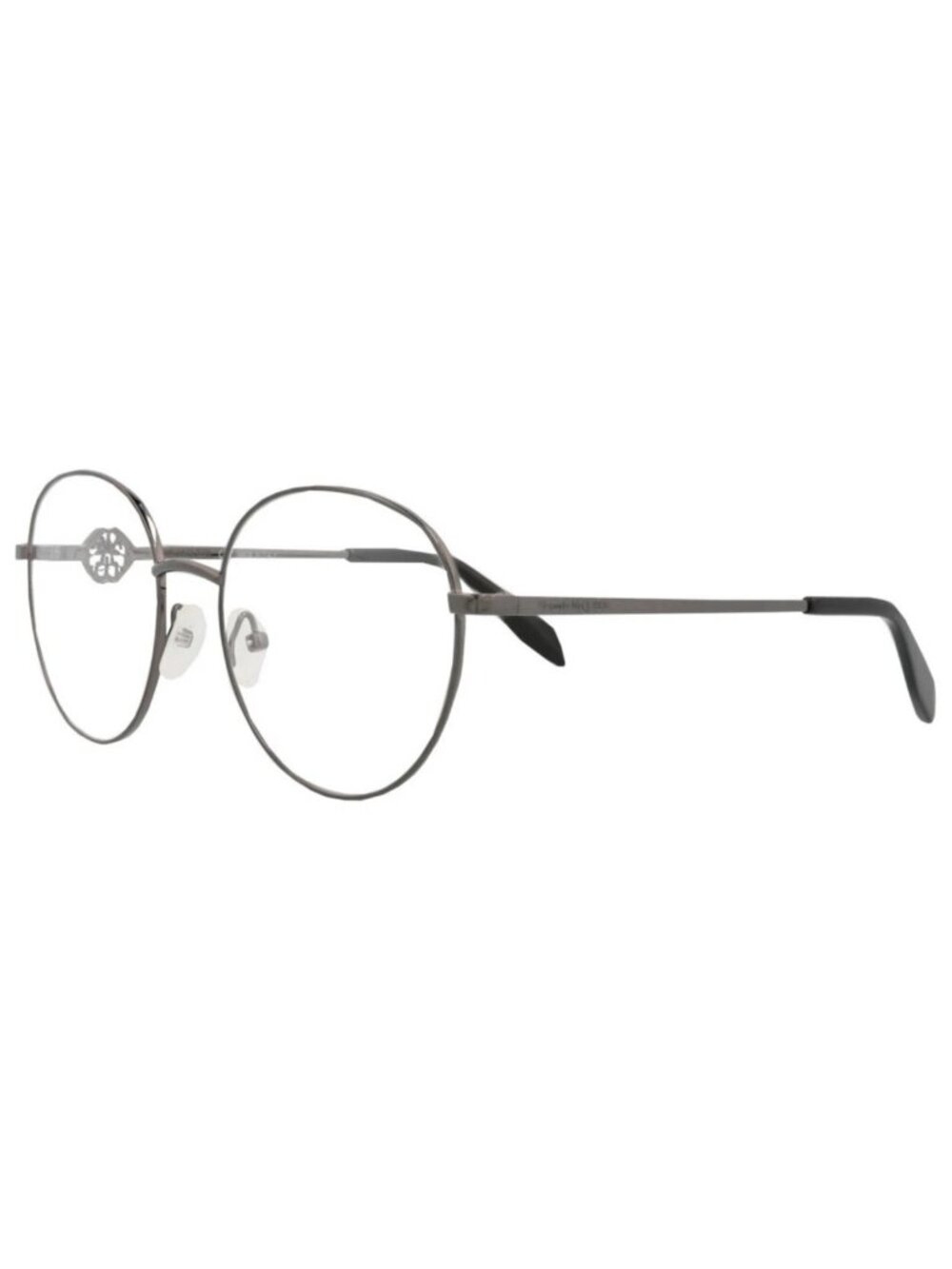 New Alexander McQueen Women's Eyeglasses Round Oval Metal Frame Ruthenium Desi